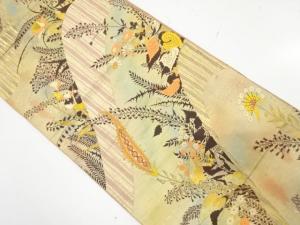 アンティーク　草花模様織り出し袋帯（材料）